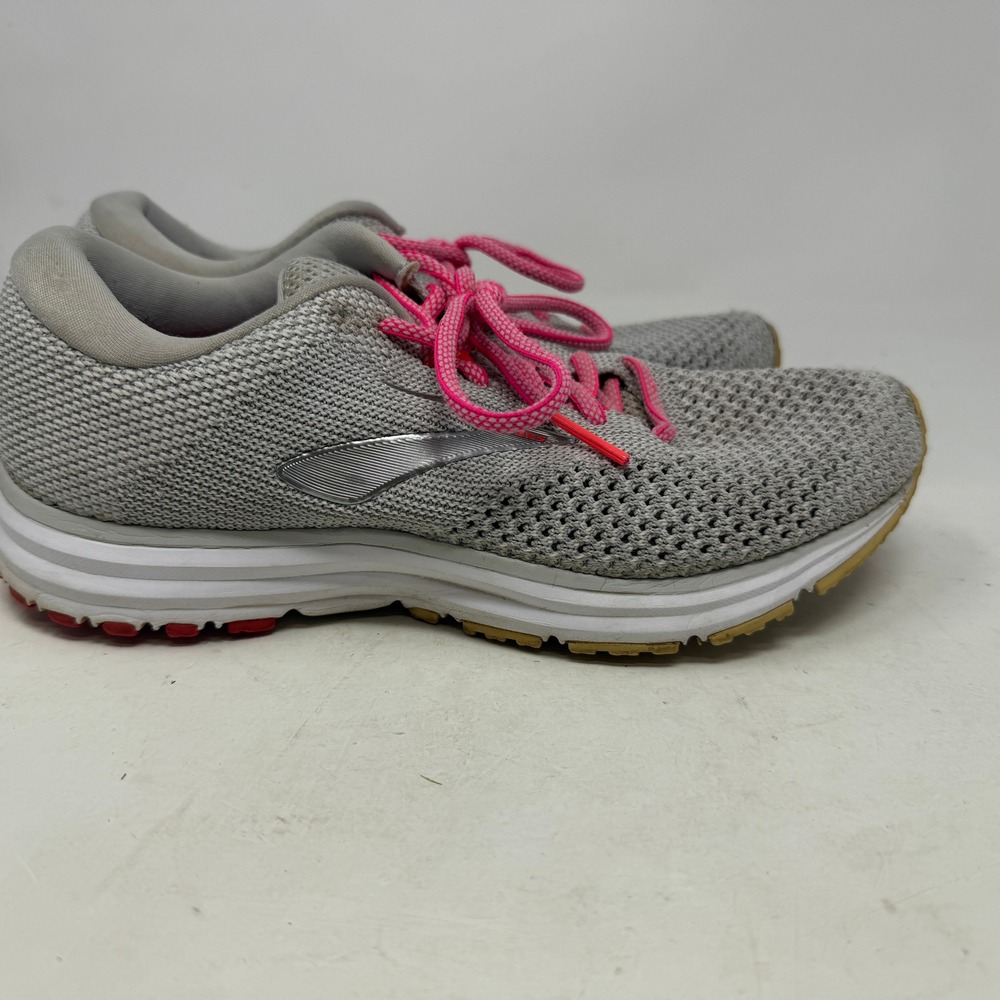 Brooks Running Shoes Womens 8 Revel 2 Gray Pink DNA Cushioning EUC
